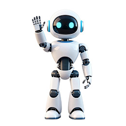 白色机器人挥手致意图片