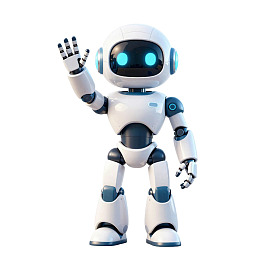 白色机器人挥手致意图片