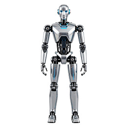 未来风格金属机器人站立姿态