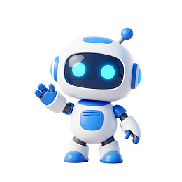 蓝白机器人挥手友好互动