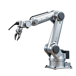 银色工业机械臂特写图片