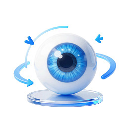 蓝色眼球模型配旋转箭头