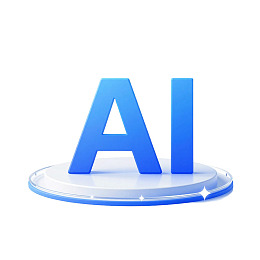 蓝色AI字母置于圆形底座