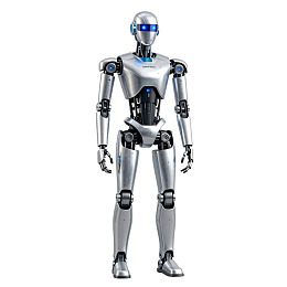 银色未来感机器人站立姿态