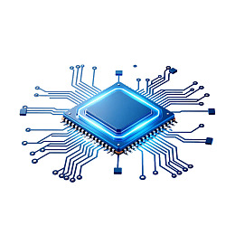 蓝色电路芯片科技插画