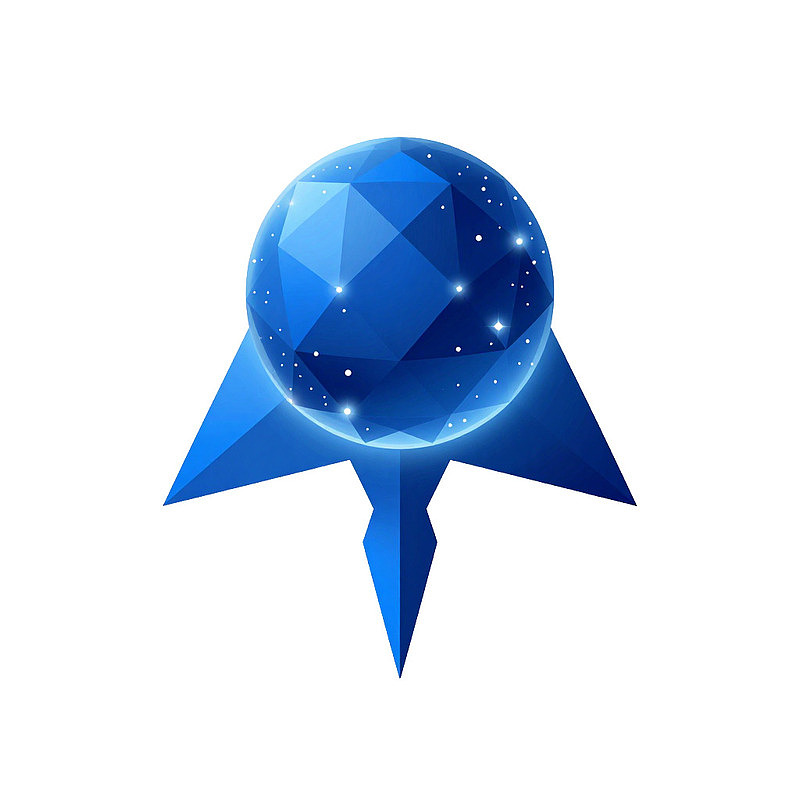 蓝色多边形星球与三角箭头组合