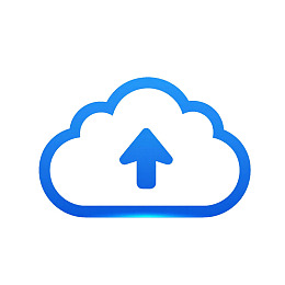 蓝色云朵图标带上传箭头