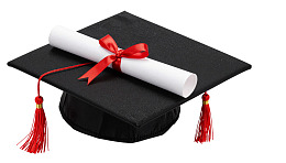 毕业帽配红色丝带卷轴