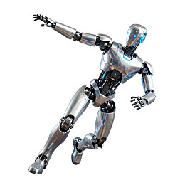 银色机器人奔跑动态图片