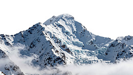 雪山巍峨云雾缭绕图片