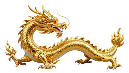 金色中国龙雕塑图片