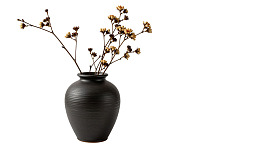 黑色花瓶插干花图片