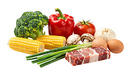 新鲜蔬菜肉类组合展示