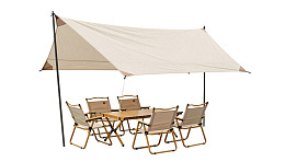 户外庭院遮阳帐篷与桌椅组合