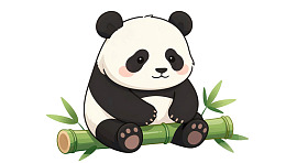 卡通熊猫坐竹子图片