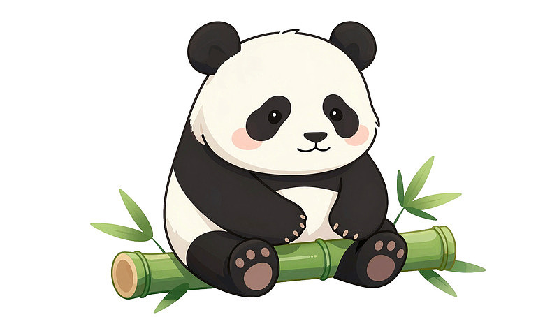 卡通熊猫坐竹子图片
