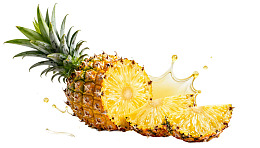 切开的菠萝汁液飞溅图片