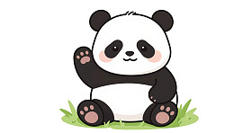 卡通熊猫挥手可爱形象