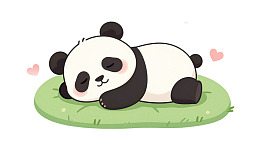 卡通熊猫睡姿可爱图片