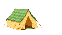 黄色帐篷绿色格子顶图片