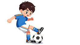 卡通男孩踢足球图片