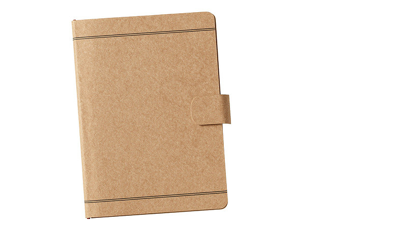 棕色纸质笔记本封面特写