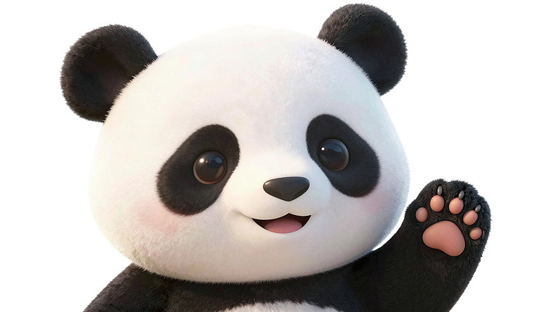 卡通熊猫挥手微笑图片