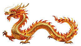 金色火焰巨龙盘旋姿态