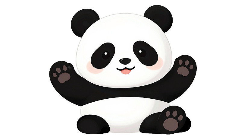 卡通熊猫挥手可爱形象