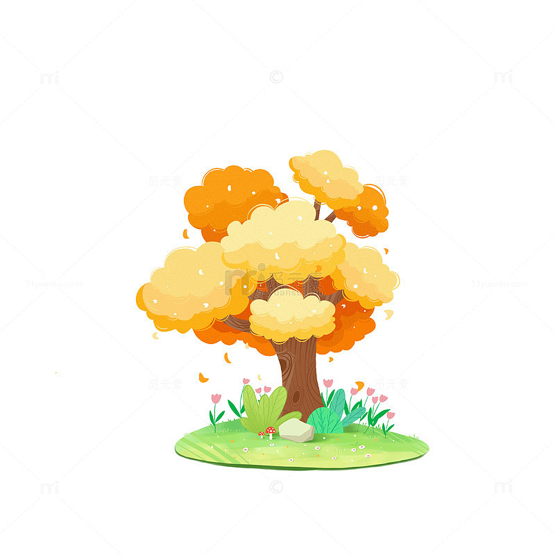 春天扁平化植物树木森林元素