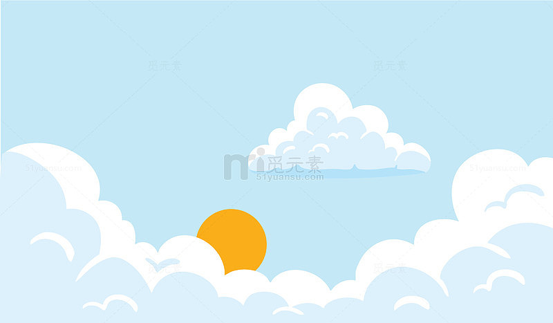 卡通白云蓝天太阳风景图