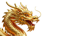金色龙雕塑特写图片