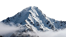 雪山峰顶云雾缭绕图片