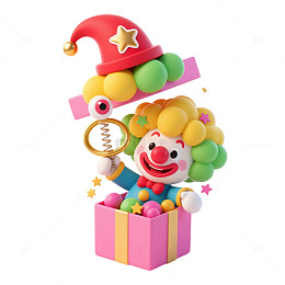 惊喜礼盒弹簧小丑元素