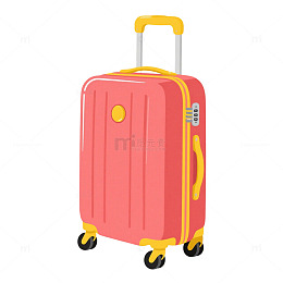 活力粉黄撞色简约行李箱元素