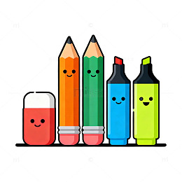 卡通文具插画设计元素