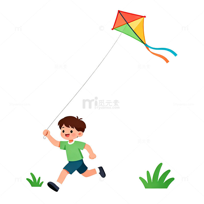 卡通风筝放飞插画