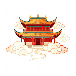 中国风古建筑插画