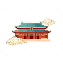 中国风古建筑矢量插画