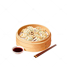 手绘中式点心蒸笼插画