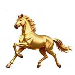 金马奔腾华丽造型金属质感插画风格