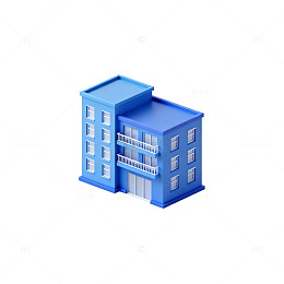 蓝色简约建筑模型设计素材