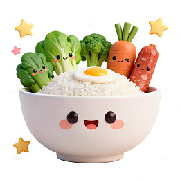 可爱卡通食物米饭插画设计素材