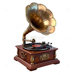 复古留声机金色大喇叭唱片机