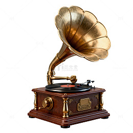 复古留声机金色喇叭唱片机