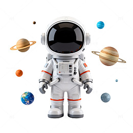 卡通宇航员太空场景插画