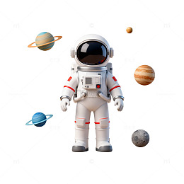 宇航员与行星插画