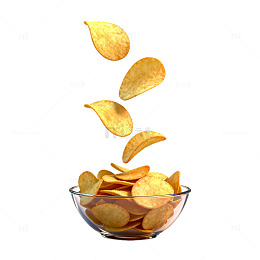 薯片悬浮美食插画