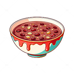 卡通红豆汤美食插画