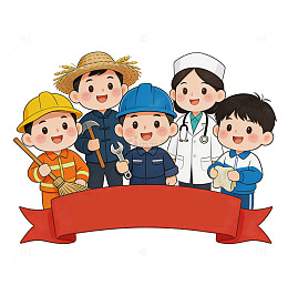 五一劳动节卡通职业人物宣传画设计素材